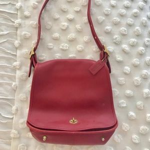 Large Coach Red Leather Bag